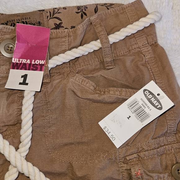 NWT! Y2k Mini Skirt Cargo Old Navy Ultra Low Waist Khaki Rope Belt 2000s NEW - Picture 10 of 16